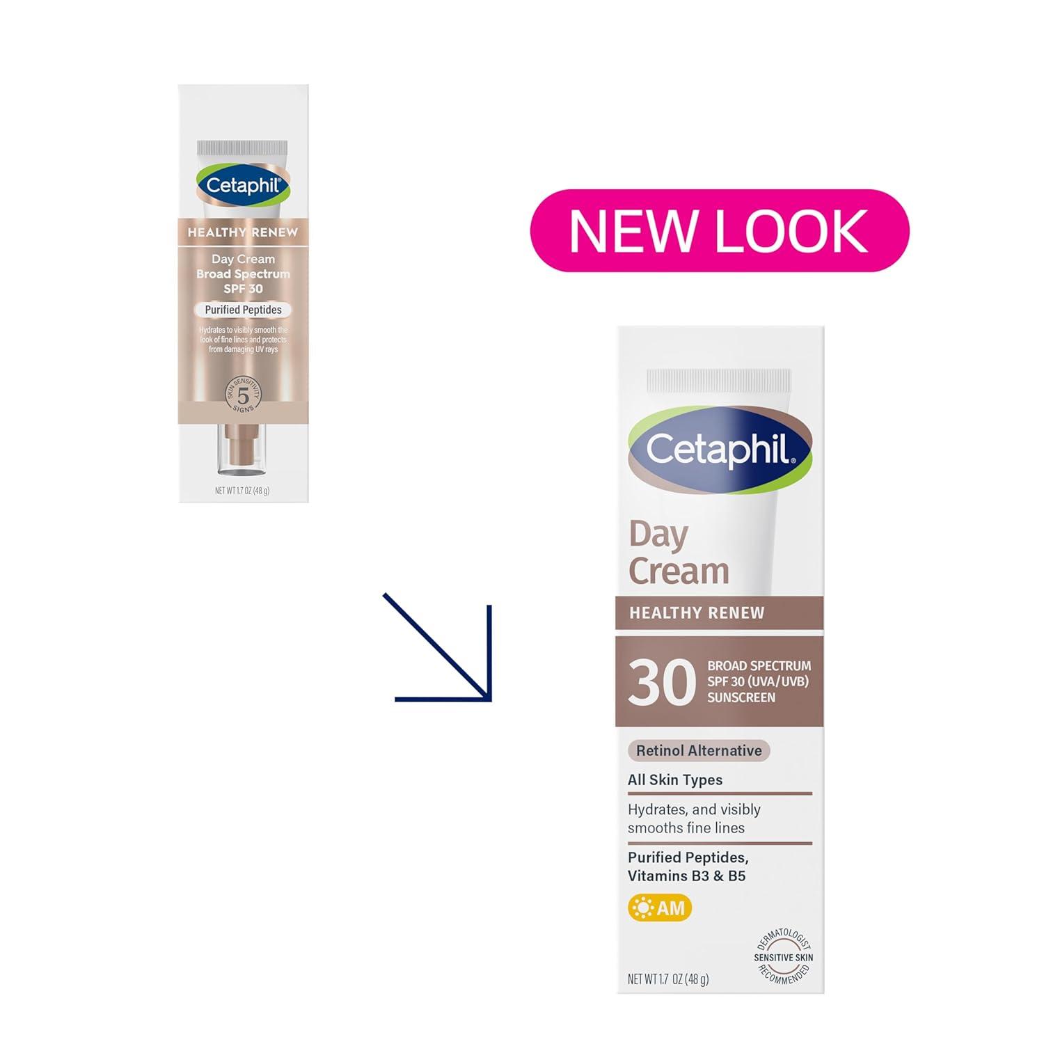 Cetaphil Healthy Renew Moisturizing Day Cream 1.7 Oz, Daily Moisturizer with SPF 30, Skin Tightening Anti Wrinkle Cream for Face with Peptides, Fragrance Free, Retinol Alternative For Sensitive Skin(1.7 Ounce (Pack of 1))