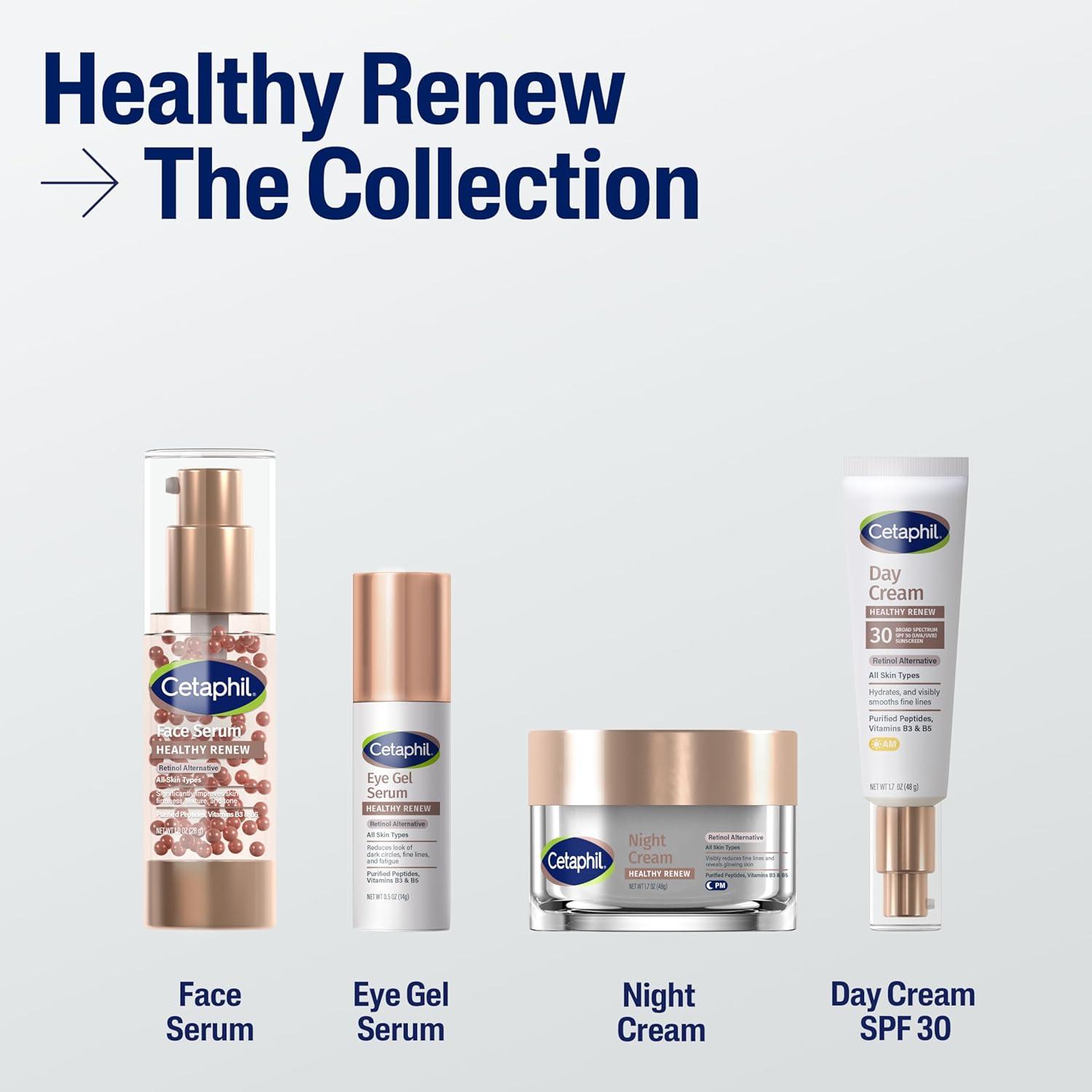 Cetaphil Healthy Renew Moisturizing Day Cream 1.7 Oz, Daily Moisturizer with SPF 30, Skin Tightening Anti Wrinkle Cream for Face with Peptides, Fragrance Free, Retinol Alternative For Sensitive Skin(1.7 Ounce (Pack of 1))