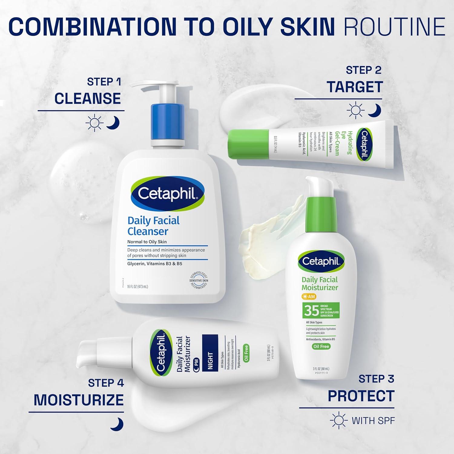 Cetaphil Night Moisturizer for Face, Hydrating Facial Moisturizer with Hyaluronic Acid, For All Skin Types, Lightweight and Non-Comedogenic, Dermatologist Recommended for Sensitive Skin, 3oz(3 Fl Oz (Pack of 2))