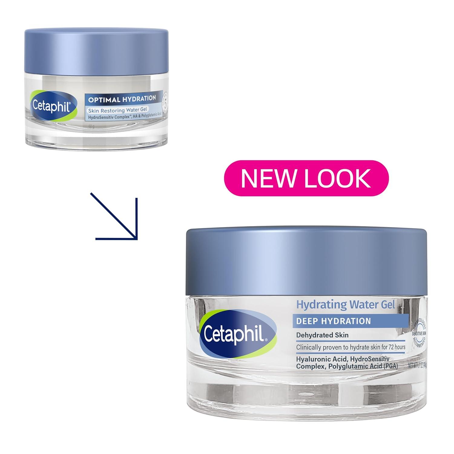 Cetaphil Deep Hydration Skin Restoring Water Gel with Hyaluronic and Polyglutamic Acid, Face Moisturizer, 72 Hour Hydration, For Dry, Dehydrated Sensitive Skin, Fragrance Free, 1.7 oz, Fragrance Free(1.7 Ounce (Pack of 2))