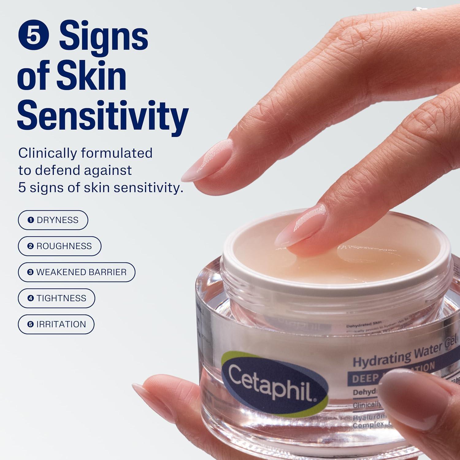Cetaphil Deep Hydration Skin Restoring Water Gel with Hyaluronic and Polyglutamic Acid, Face Moisturizer, 72 Hour Hydration, For Dry, Dehydrated Sensitive Skin, Fragrance Free, 1.7 oz, Fragrance Free(1.7 Ounce (Pack of 2))