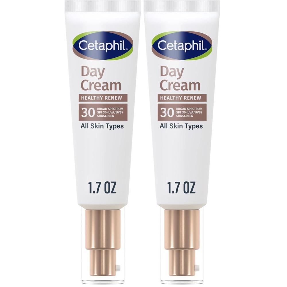Cetaphil Healthy Renew Moisturizing Day Cream 1.7 Oz, Daily Moisturizer with SPF 30, Skin Tightening Anti Wrinkle Cream for Face with Peptides, Fragrance Free, Retinol Alternative For Sensitive Skin(1.7 Ounce (Pack of 2))