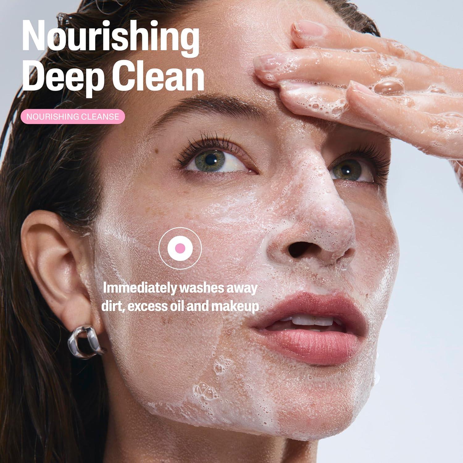Cetaphil Nourishing Oil to Foam Facial Cleanser for Normal to Dry Skin, up to 24 Hour Hydration, 8 fl oz