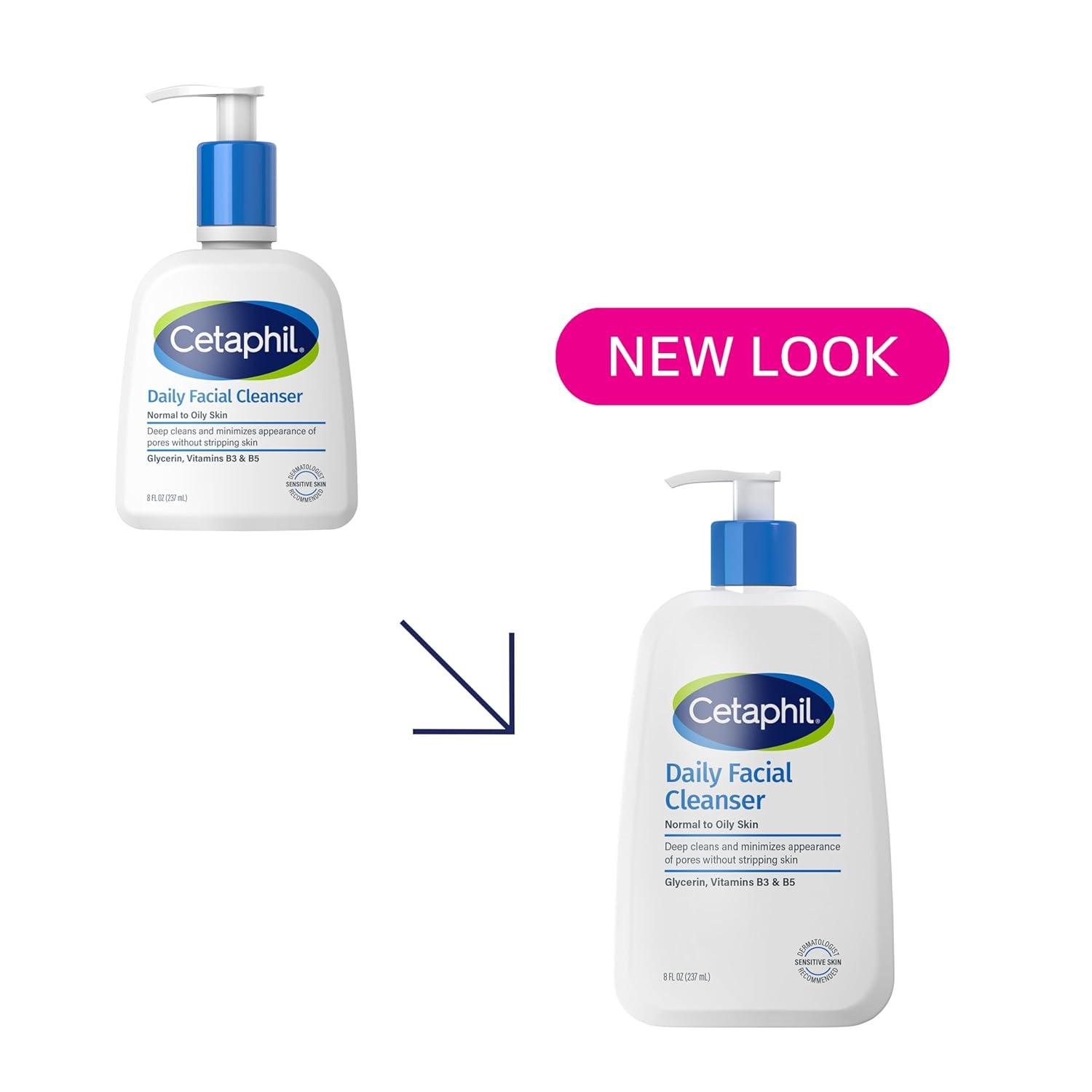 Cetaphil Face Wash, Daily Facial Cleanser for Sensitive, Combination to Oily Skin, 20 oz, Gentle Foaming, Soap Free, Hypoallergenic(8oz NEW (Pack of 3))