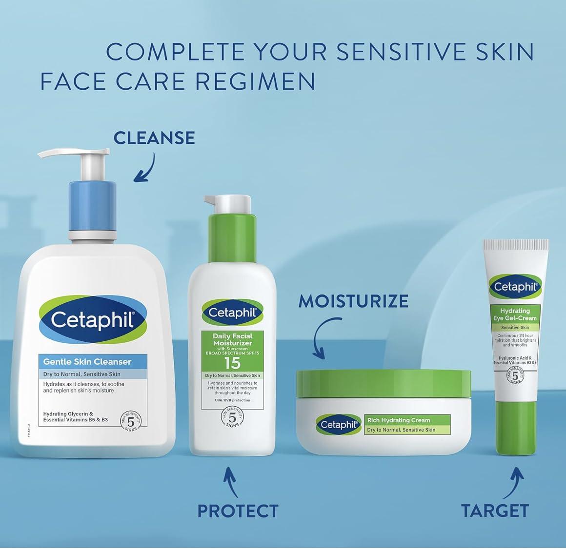 Night & Eye Hydration Set, Rich Hydrating Night Cream(1.7 oz) & Hydrating Eye Gel-Cream ( .5 oz) for Dry Sensitive Skin, for Under-Eye Dark Circles