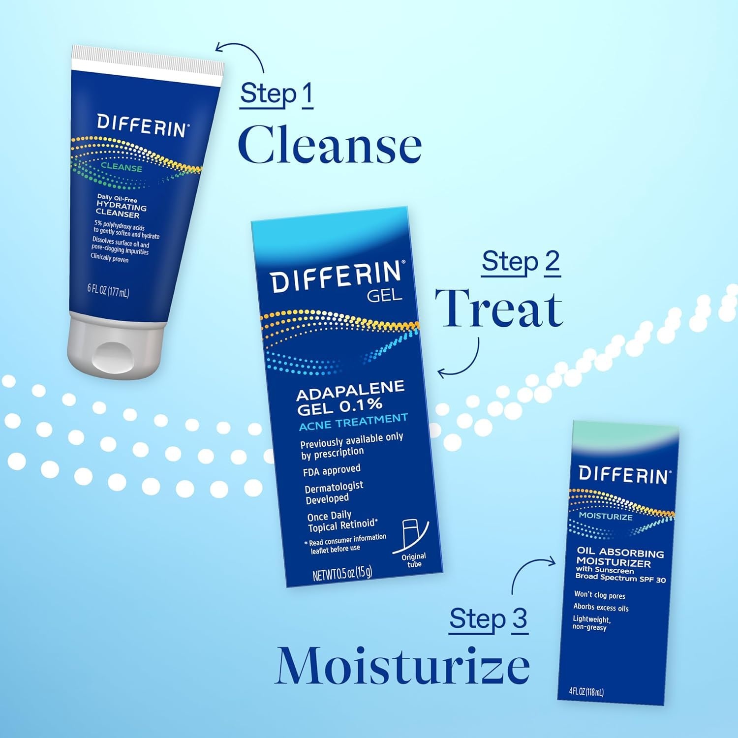 Differin Acne Treatment Gel, 30 Day Supply, Retinoid Treatment for Face with 0.1% Adapalene, Gentle Skin Care for Acne Prone Sensitive Skin, 15g Tube (Packaging May Vary)(Tube)