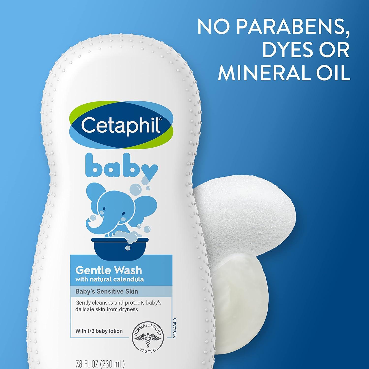 Cetaphil Baby Body Wash with Half Baby Lotion, Gentle Wash with Organic Calendula, Soothes Dry, Sensitive Skin for Everyday Use, Gentle Fragrance, Soap Free, Hypoallergenic, 7.8oz(7.8 Fl Oz (Pack of 1))