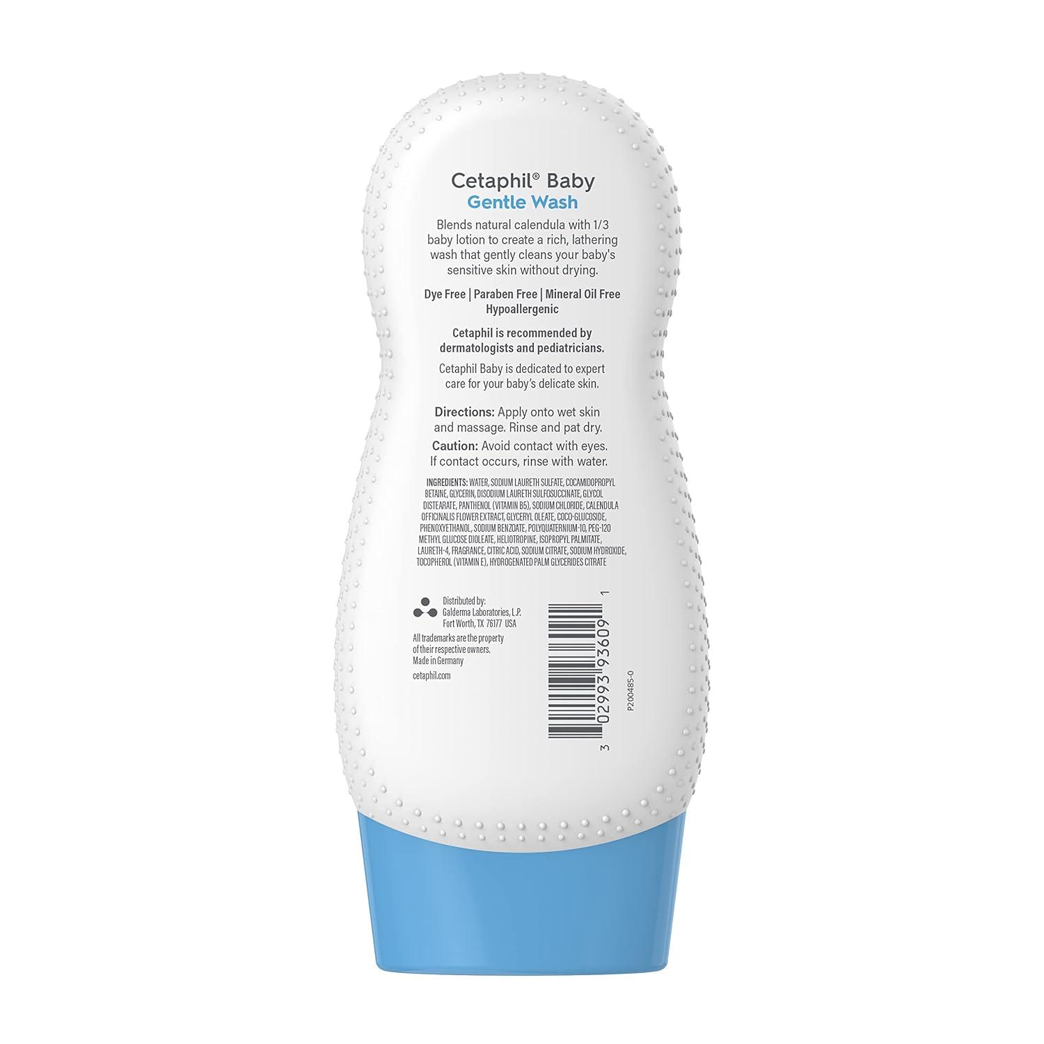 Cetaphil Baby Body Wash with Half Baby Lotion, Gentle Wash with Organic Calendula, Soothes Dry, Sensitive Skin for Everyday Use, Gentle Fragrance, Soap Free, Hypoallergenic, 7.8oz(7.8 Fl Oz (Pack of 1))