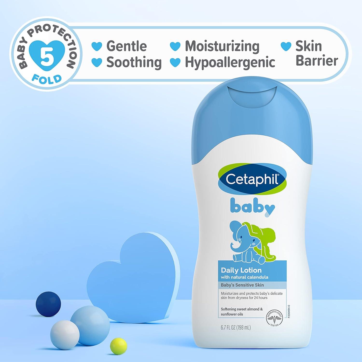 Cetaphil Baby Daily Lotion with Organic Calendula, Hypoallergenic, Sweet Almond & Sunflower Oils,6.7 Fl. Oz (Packaging May Vary)(Almond)