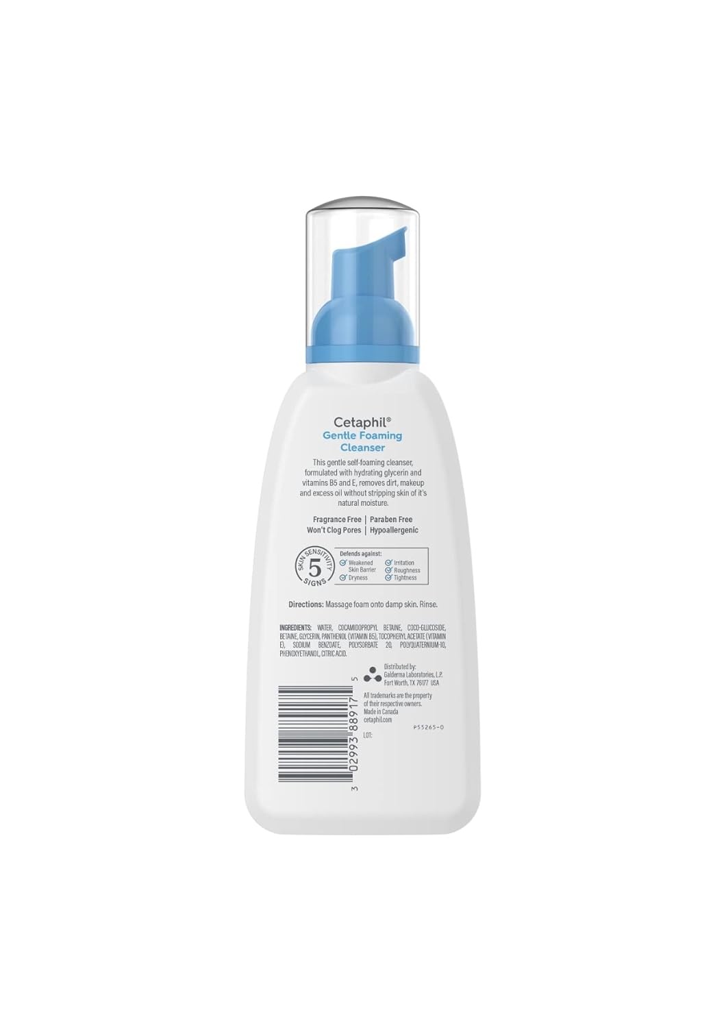 Cetaphil Oil Free Gentle Foaming Cleanser For Dry to Normal, Sensitive Skin, 8oz Pack of 2, Made with Glycerin and Vitamins B5 and E, Dermatologist Tested, Hypoallergenic, Soap and Fragrance Free(OLD  8 oz Pack of 2)