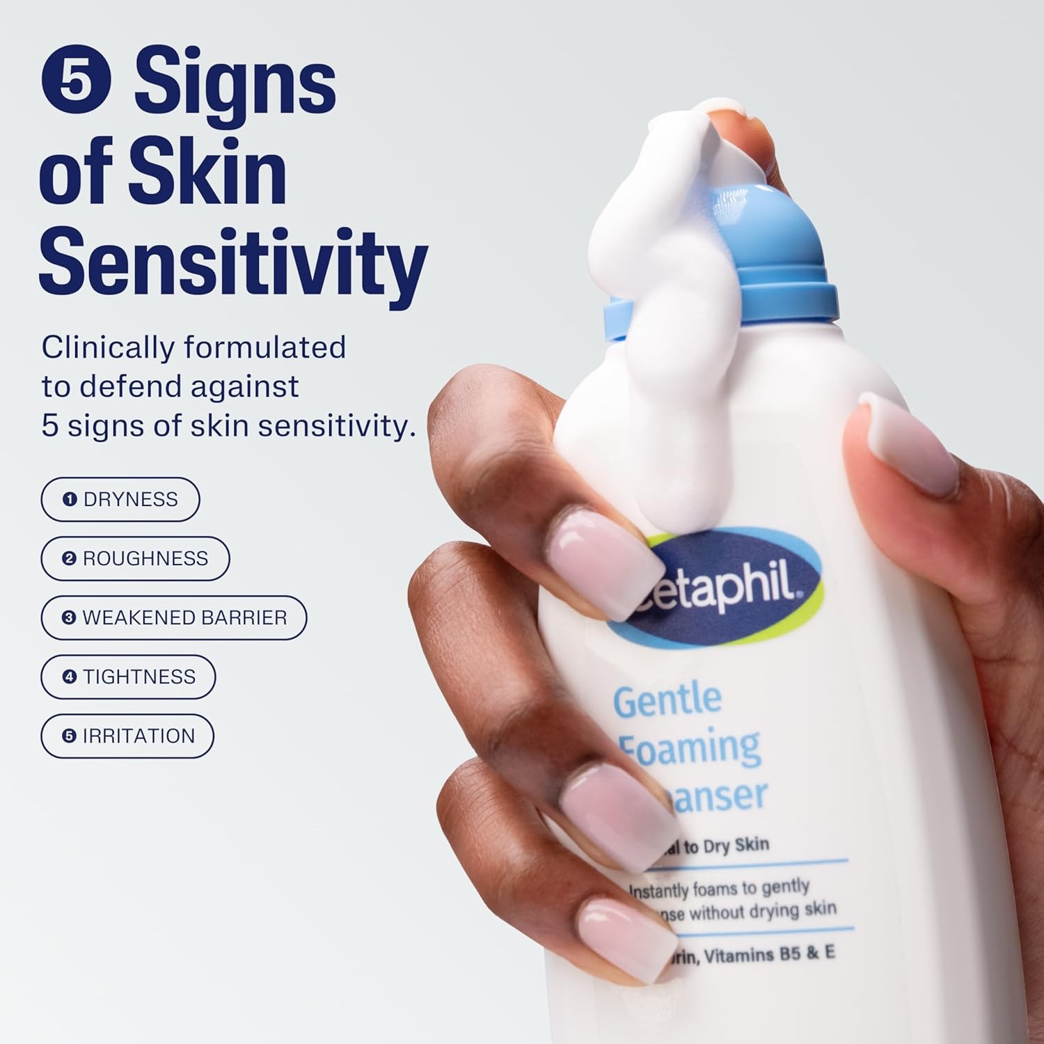 Cetaphil Oil Free Gentle Foaming Cleanser For Dry to Normal, Sensitive Skin, 8oz Pack of 2, Made with Glycerin and Vitamins B5 and E, Dermatologist Tested, Hypoallergenic, Soap and Fragrance Free(OLD  8 oz Pack of 2)
