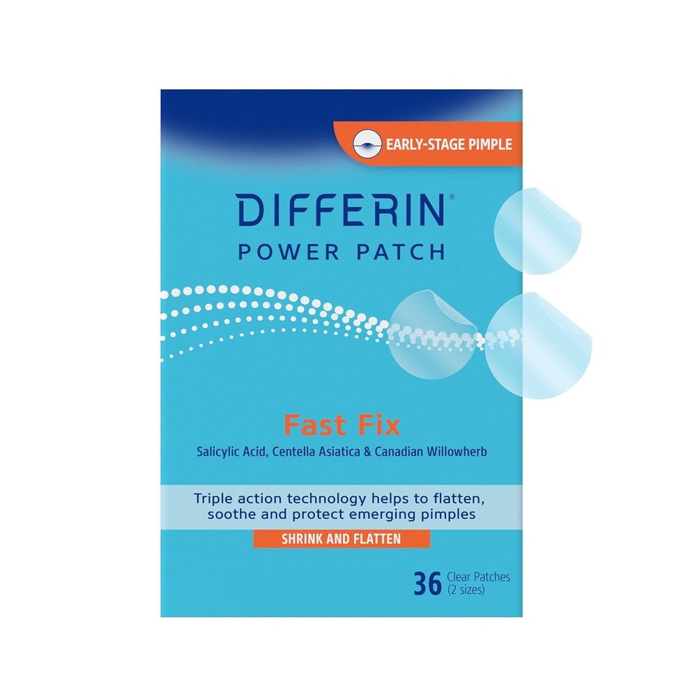Differin Acne Patches, Pimple Patches for Acne Prone Skin, Formulated with Salicylic Acid and Centella, Fast Triple Action Power Patch for Day & Night, Dermatologist Tested, 36 Count(36 Count (Pack of 1))