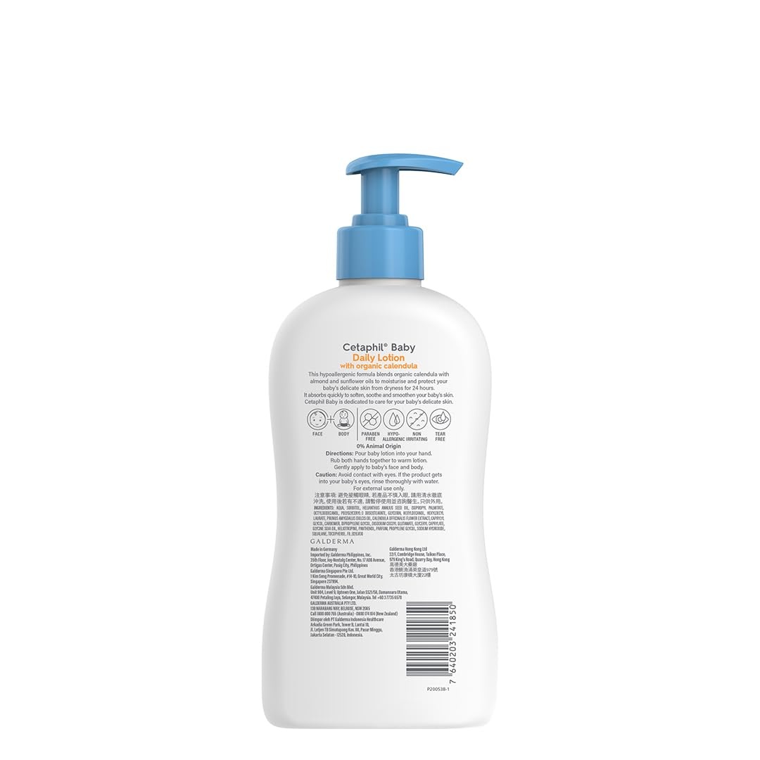 Cetaphil Baby Daily Lotion, Organic Calendula, Sensitive Skin, 13.5 fl oz(13.5 Ounce (Pack of 2))