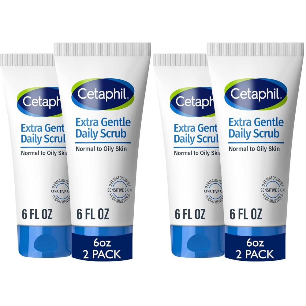 Exfoliating Face Wash, Extra Gentle Daily Face Scrub, Gently Exfoliates & Cleanses, For All Skin Types, Non-Irritating & Hypoallergenic, Suitable For Sensitive Skin, 6 Fl Oz, Pack of 2(6 Fl Oz (Pack of 4))