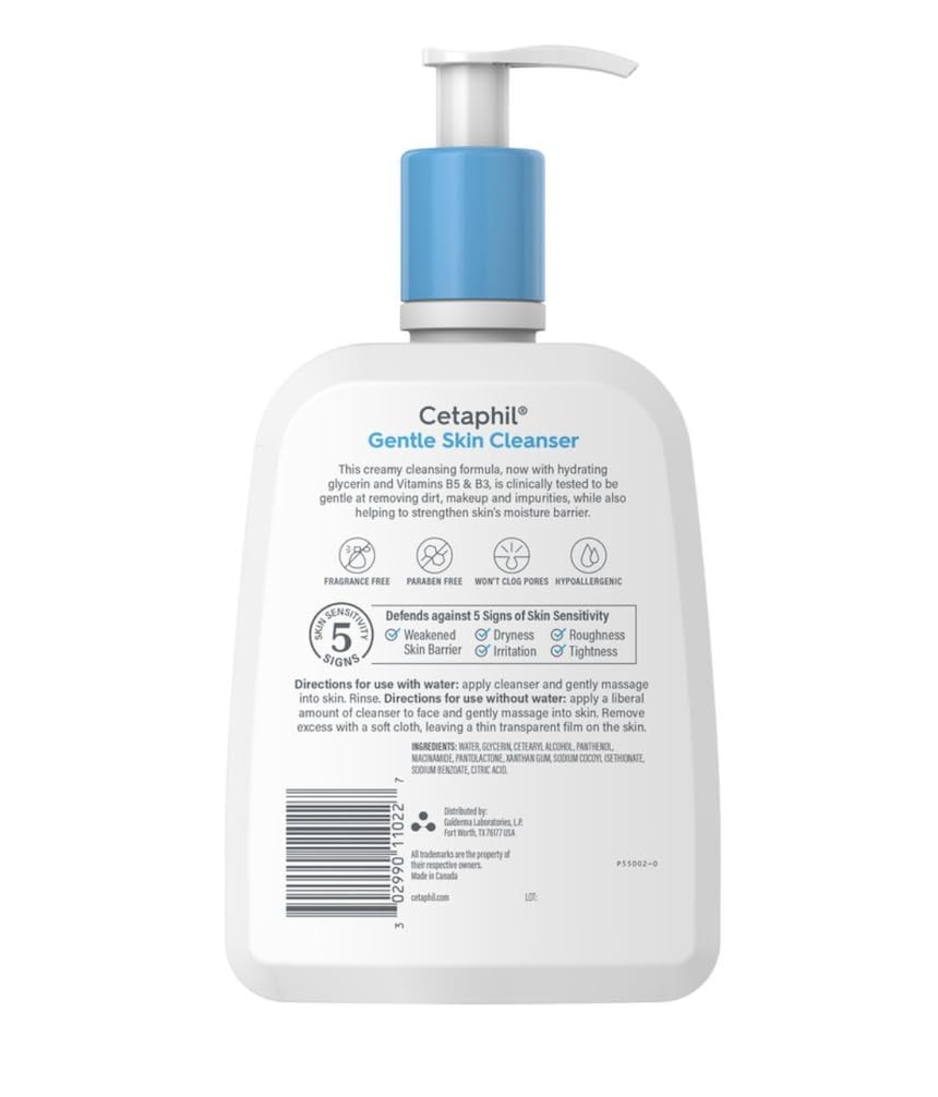 Cetaphil Oil Free Gentle Foaming Cleanser For Dry to Normal, Sensitive Skin, 8oz Pack of 2, Made with Glycerin and Vitamins B5 and E, Dermatologist Tested, Hypoallergenic, Soap and Fragrance Free(20oz Cleanser Old)