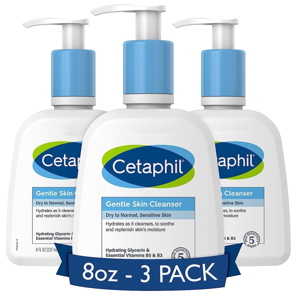 Cetaphil Oil Free Gentle Foaming Cleanser For Dry to Normal, Sensitive Skin, 8oz Pack of 2, Made with Glycerin and Vitamins B5 and E, Dermatologist Tested, Hypoallergenic, Soap and Fragrance Free(OLD 8oz  Pack of 3)