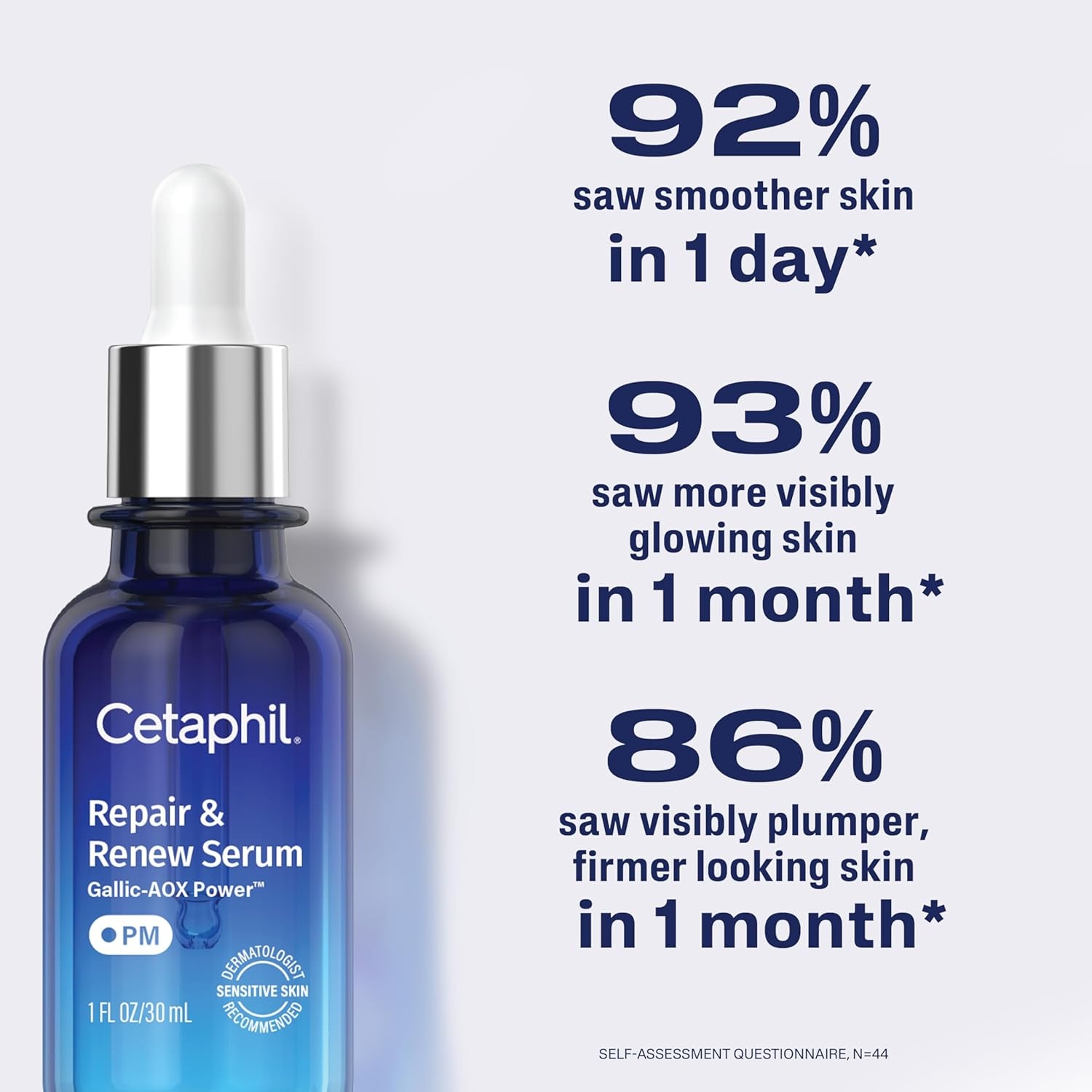 Cetaphil Repair & Renew Night Face Serum, Sensitive Skin, Vitamin E, 1 fl oz