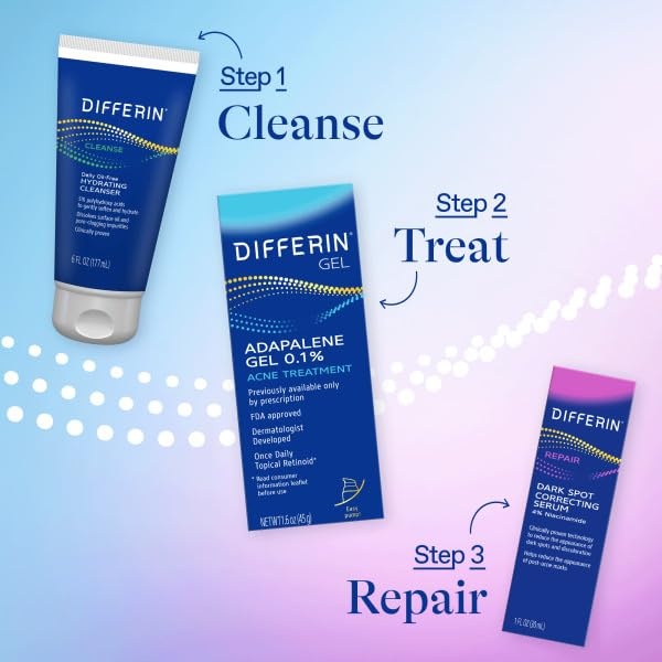 Differin Dark Spot Correcting Face Serum, Dark Spot Correcting Serum by the makers of Differin Gel, Gentle Skin Care for Acne Prone Sensitive Skin, 1 oz (Packaging May Vary)(Dark Spot Serum)