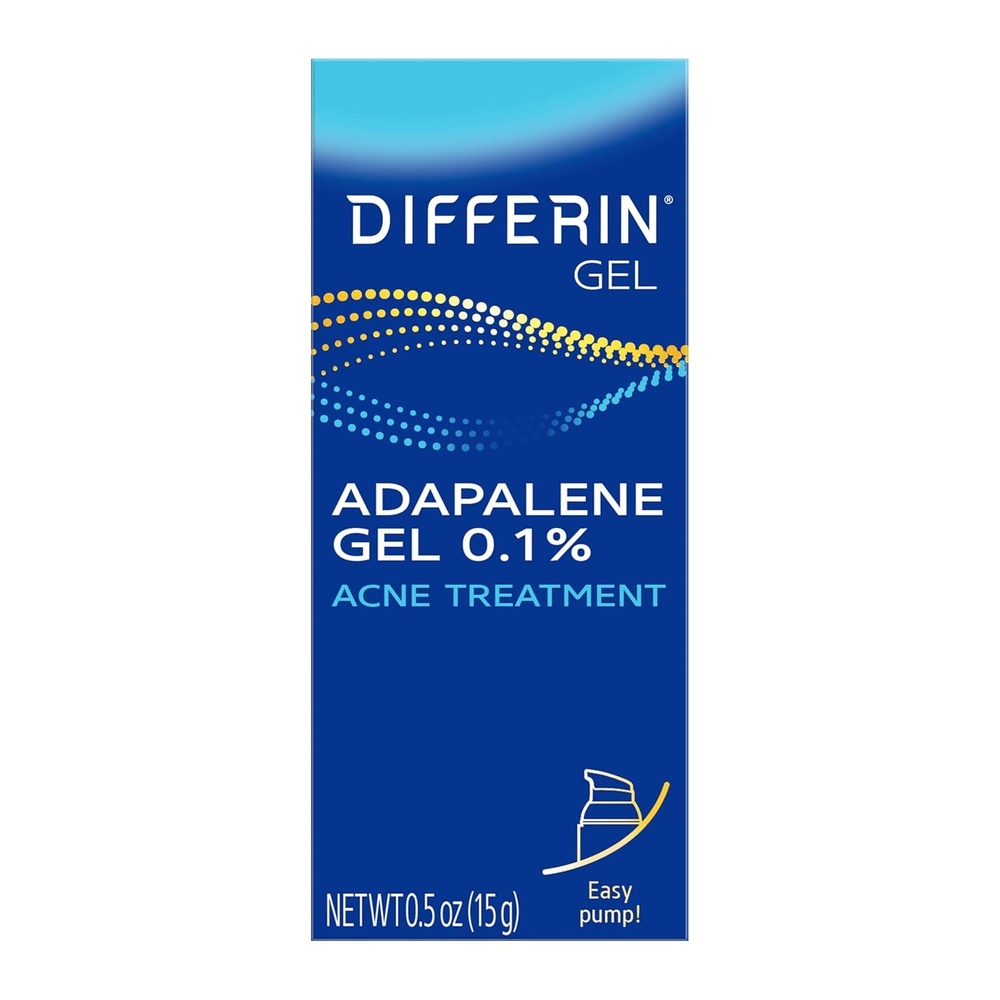 Differin Acne Treatment Gel, 30 Day Supply, Retinoid Treatment for Face with 0.1% Adapalene, Gentle Skin Care for Acne Prone Sensitive Skin, 15g Pump (Packaging May Vary)(15g (30 Day Supply))