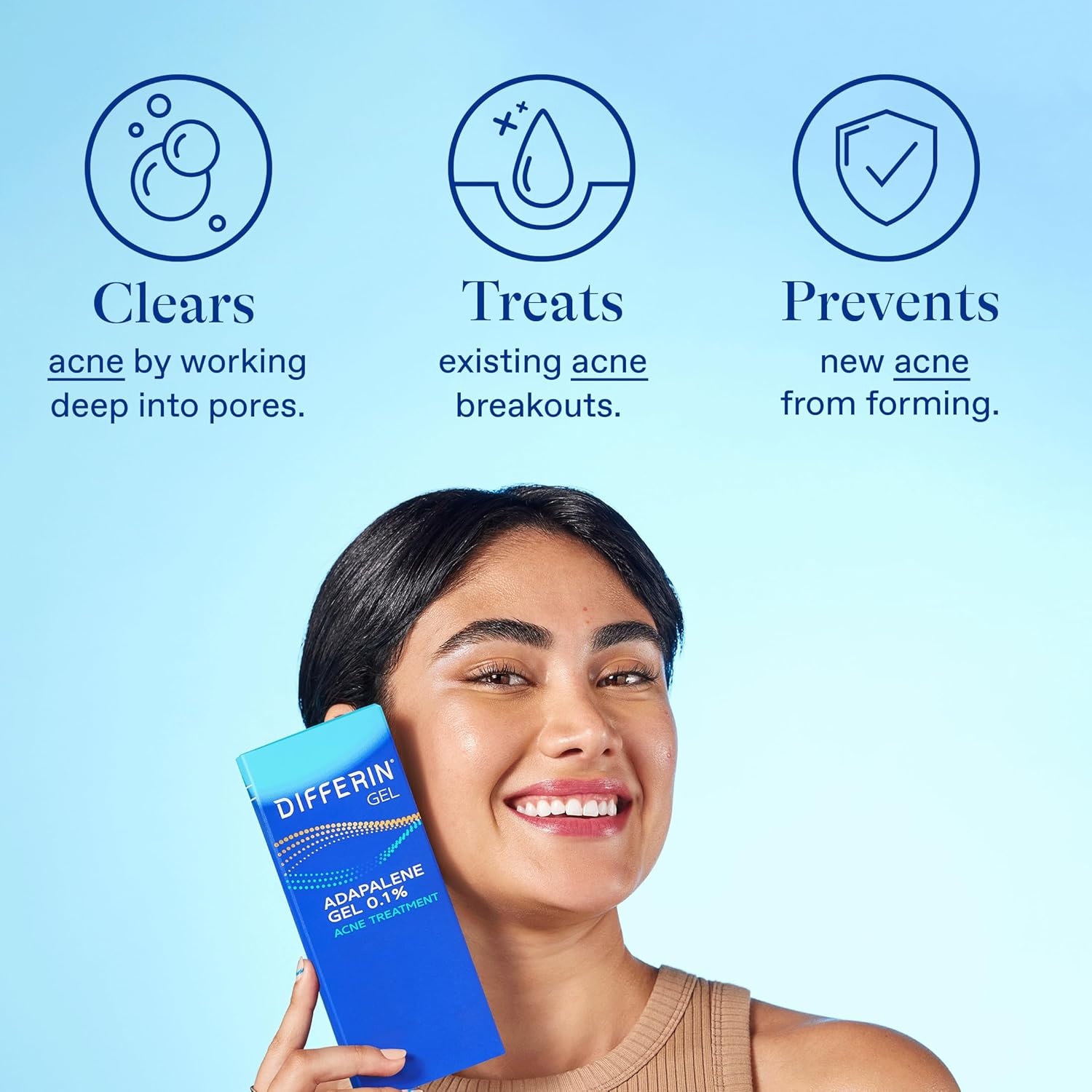 Differin Acne Treatment Gel, 30 Day Supply, Retinoid Treatment for Face with 0.1% Adapalene, Gentle Skin Care for Acne Prone Sensitive Skin, 15g Pump (Packaging May Vary)(15g (30 Day Supply))