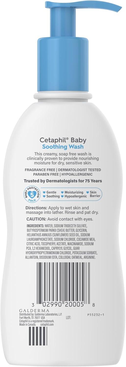 Baby Body Wash, Soothing Wash, Creamy & Gentle for Sensitive Dry Skin, Made with Colloidal Oatmeal and Niacinamide, Fragrance Free, Hypoallergenic, 5oz